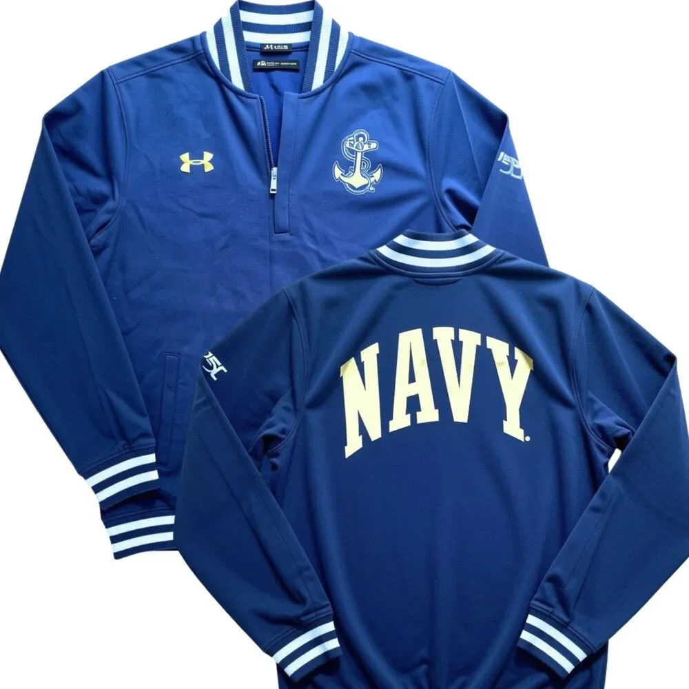 Under Armour Men's Navy Midshipmen USNA 150th Quarter Zip Jacket Medium